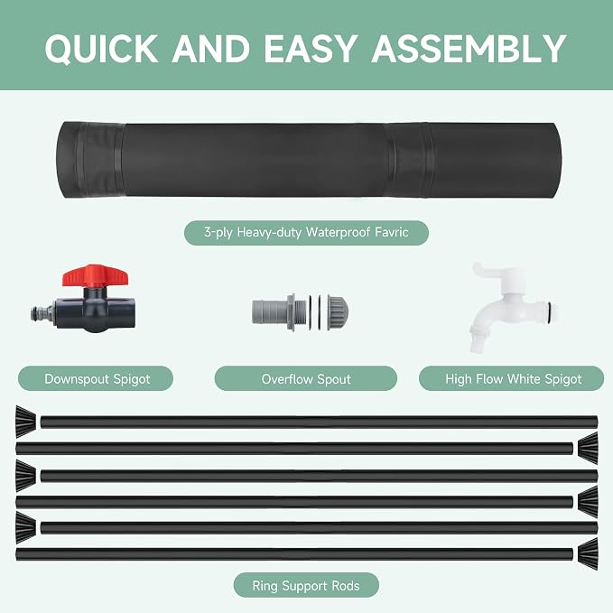 Collapsible Rain Barrel Water Storage Containers-100 Gallon Portable Rainwater - Image 5