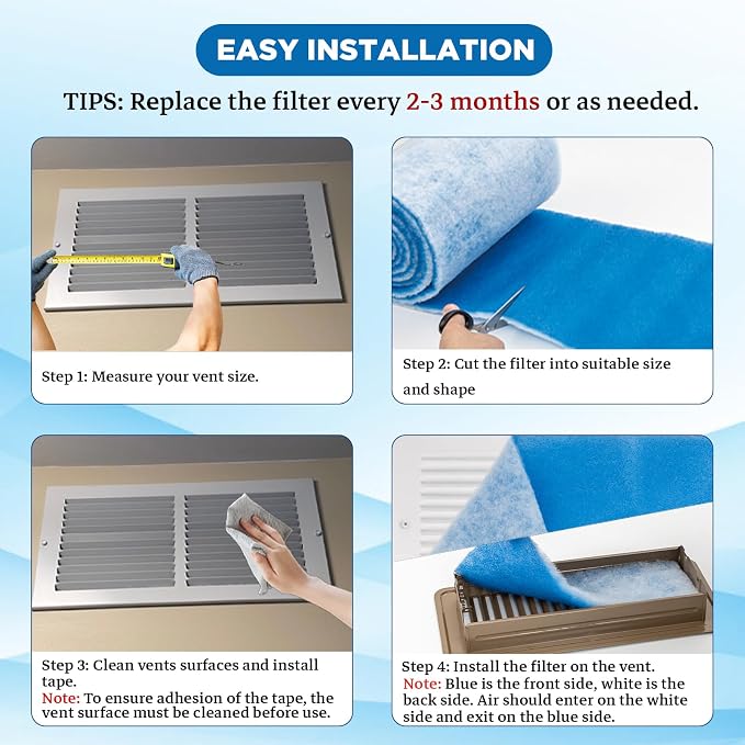 Air Vent Filters Roll, MERV 8 Triple Vent Filter Kit - Image 5