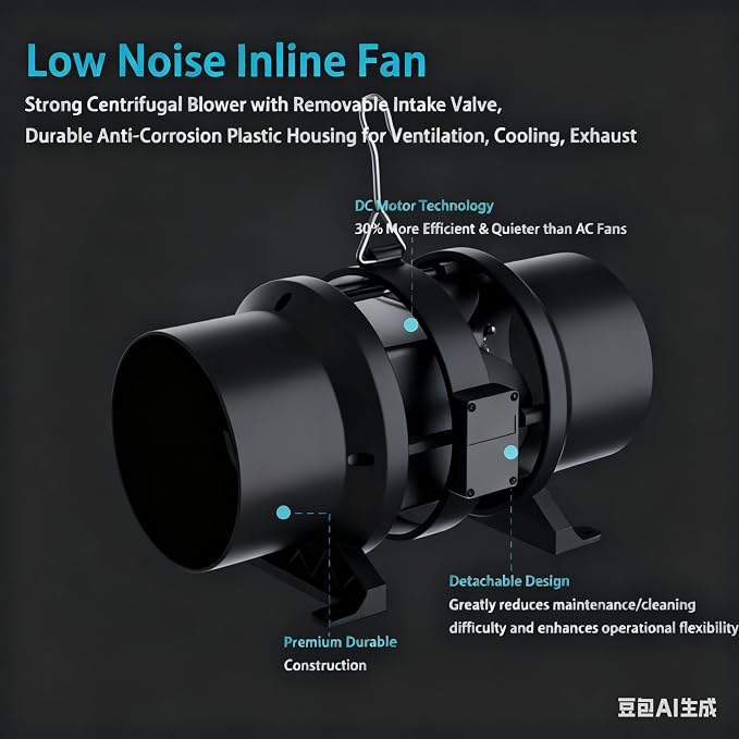 Air Filtration Kit, 6.6 Ft Ducting & Rubber Coupler, Ventilation Exhaust Fan - Image 2