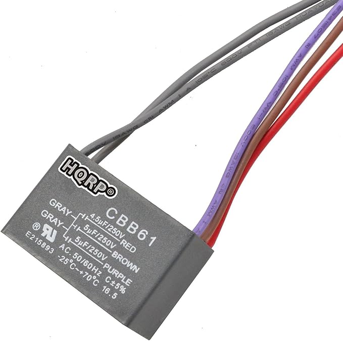 HQRP Capacitor Compatible with Hampton Bay Ceiling Fan 4.5uf+5uf+5uf 5-Wire UL by HQRP
