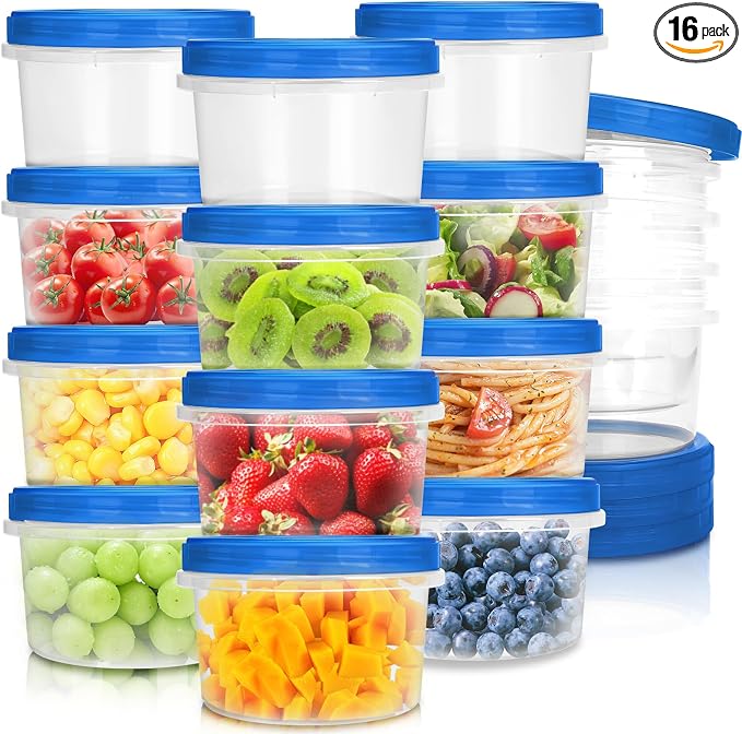 Freezer Containers with Twist Top Lids, Heavy Duty Round Airtight Food Storage by Atecare