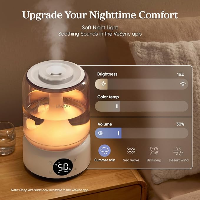 LEVOIT Smart Humidifier for Bedroom, 4.2L Top Fill Cool Mist for Large Room - Image 4