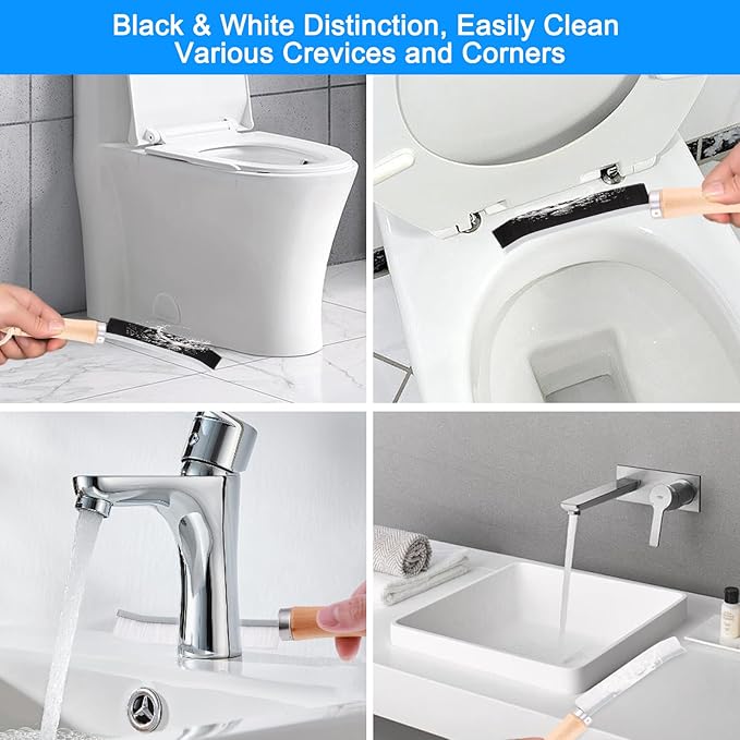 Curved Toilet Bowl Brush and Crevice Cleaning Brushes Set, Bathroom Cleaning Scrub Brush with Long Handle, Toilet Scrubber Brush with Small Gap Brushes Kit for Household Deep Cleaning (6 PCS)