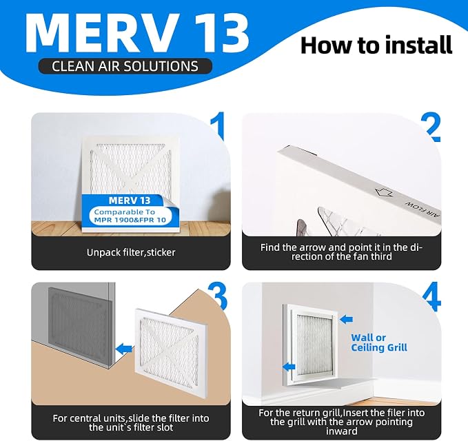 12x20x1 Air Filter, MPR 1900 & FPR 10, MERV 13 Pleated Air Filter - Image 4