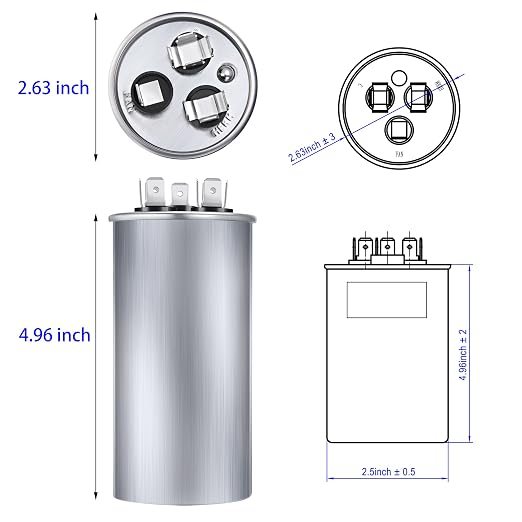 70/5 MFD uF 370/440V CBB65 Dual Run Round Capacitor - Image 2