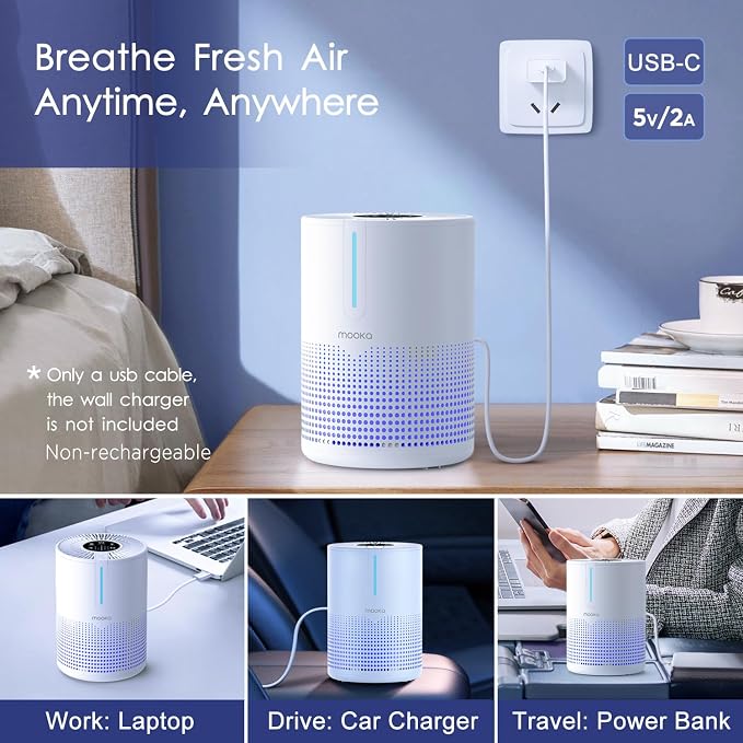 Air Purifiers for Bedroom Home 430 Sq.Ft, MOOKA H13 HEPA Filter Small Portable - Image 2