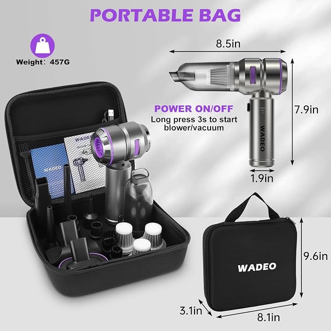 WADEO Handheld Vacuum Cordless, 4-in-1 21000PA Brushless Car Vacuum & 210000RPM - Image 4