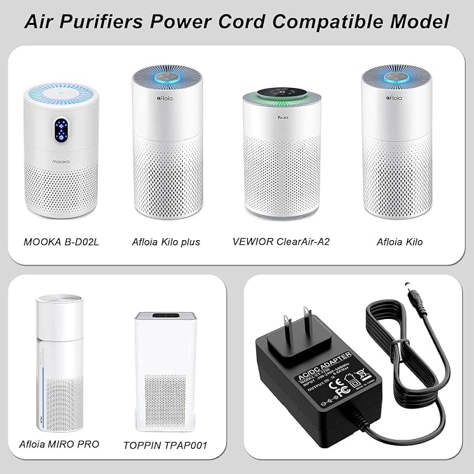 Air Purifiers Power Cord for Afloia, VEWIOR Power Adapter Replacement for - Image 2