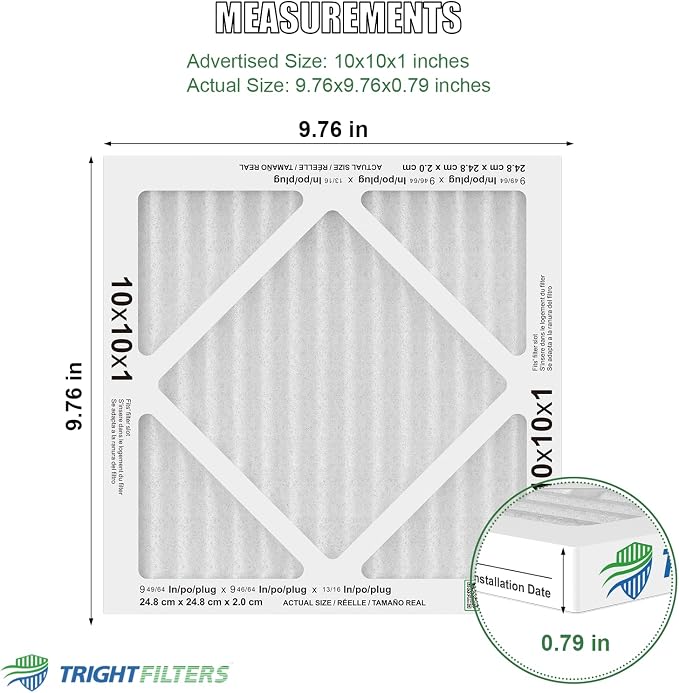 10x10x1 Air Filter 6 Pack, Durable MERV 8 Pleated Home HVAC AC Furnace Filters - Image 2