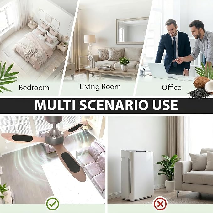25 PCS Ceiling Fan Blade Filters, Washable Coconut Carbon Air Filter Dust - Image 6