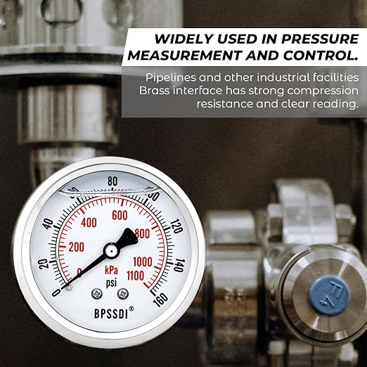 0-200 Psi Glycerin Liquid Filled Low Pressure Gauge, 2.5" Dial Size, 1/4" G - Image 2