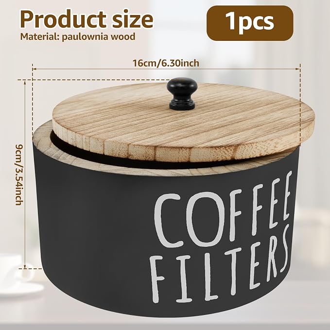 Coffee Filter Holder, Wooden Large Capacity Rustic Coffee Filter Storage Case - Image 2