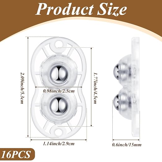 Leumoi 16 Pcs Self Adhesive Caster Dual Wheels, Appliance Rollers - Image 2