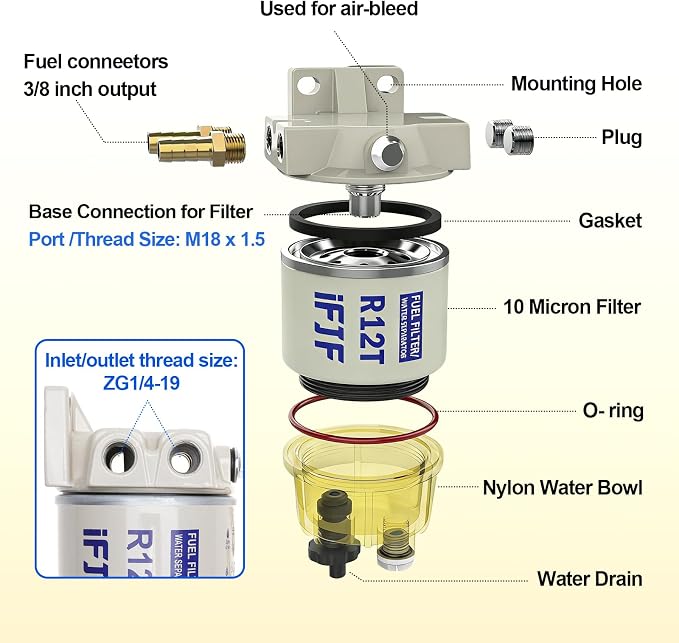 iFJF R12T Fuel Water Separator Marine Assembly - Image 7