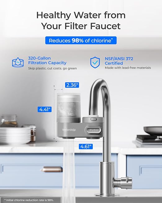 Waterdrop Water Filter for Sink Faucet, Visible Filter Housing, 320-Gallon Long - Image 4