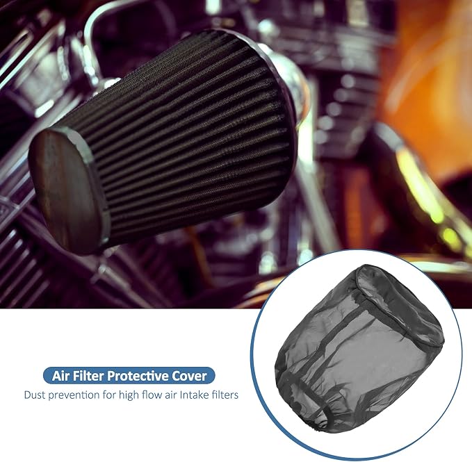 Universal Air Filter Cover, Air Filter Protective Cover Black Car Cold Air - Image 2