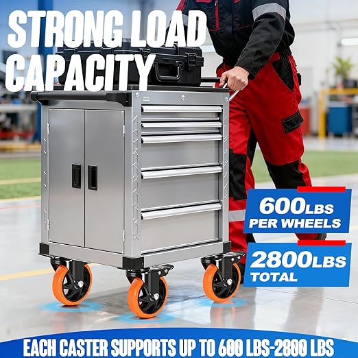 Caster Wheels 5"，Heavy Duty Caster Wheels Set of 4, Dual Lock PU Casters - Image 4
