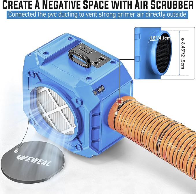 Commercial Air Scrubber with 3-Stage Filtration, Stackable Negative Air Machine - Image 3