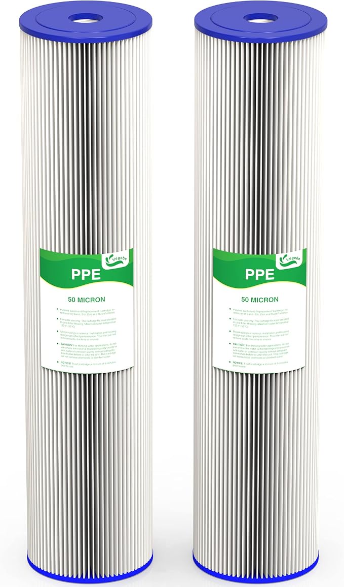 50 Micron 20-Inch Whole House Heavy Duty Water Filter Replacement Cartridge by Vegebe