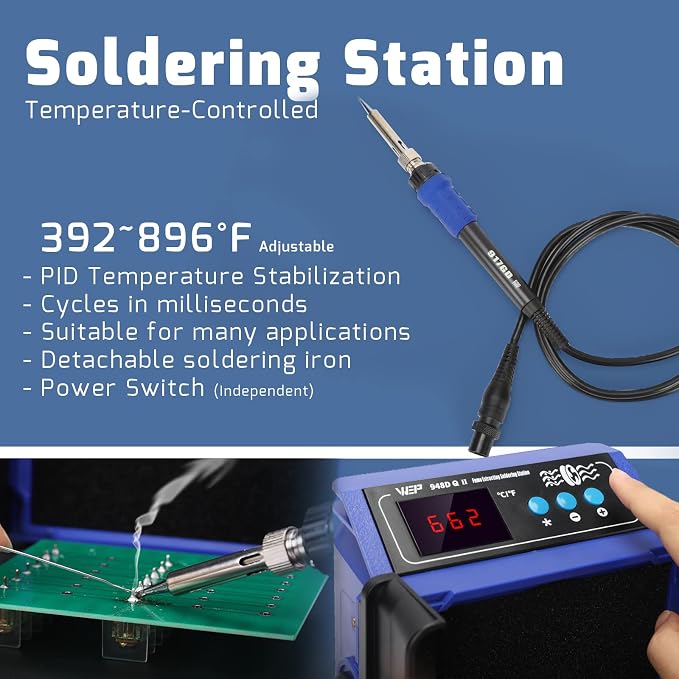 WEP 948DQ-II Double Filter Fume Extractor Soldering Iron Station 2-in-1 Solder - Image 3