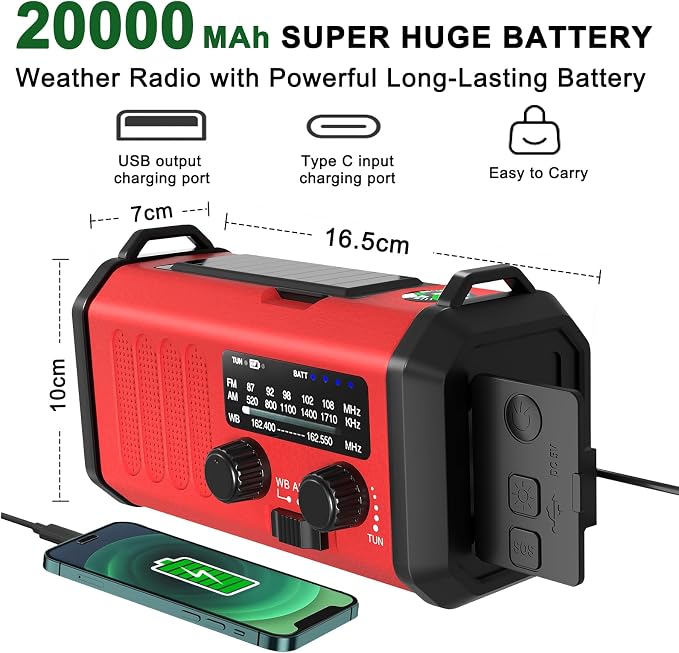 Emergency Radio NOAA Weather Radio Hand Crank & Solar Charging - Image 5