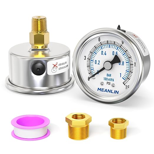 MEANLIN MEASURE 0~15Psi Dry Low Pressure Gauge Stainless Steel 1/4" NPT 2" FACE by MEANLINMEASURE