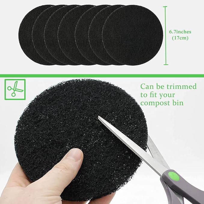 7 Pack Compost Bin Charcoal Filters Round Indoor Kitchen Compost Bucket - Image 2