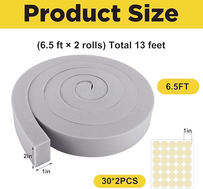 moonoom 2 Pcs Foam Air Conditioner Weatherseal Tape-2''x1''x6.5ft Air - Image 2