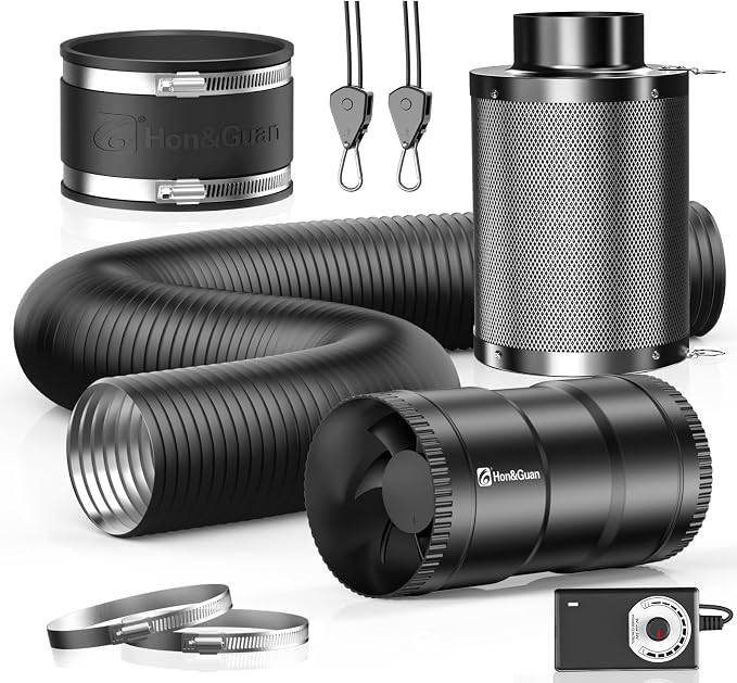 Hon&Guan 4" Air Filtration Kit: 4 Inch Inline Duct Fan by HonGuan