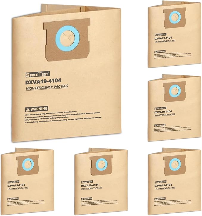 6 Pack DXVA19-4104 Shop Vac Bags by SpaceTent