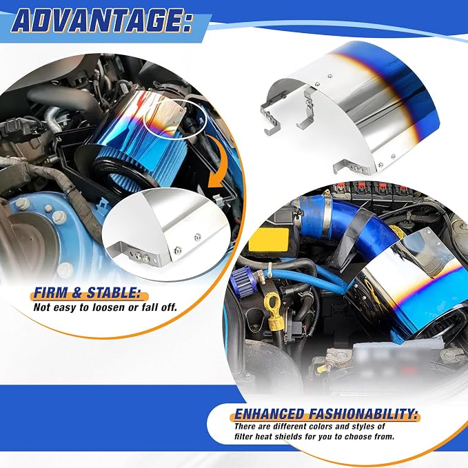 PTNHZ Universal Stainless Steel Air Intake Filter Cover Heat Shield Fits - Image 3