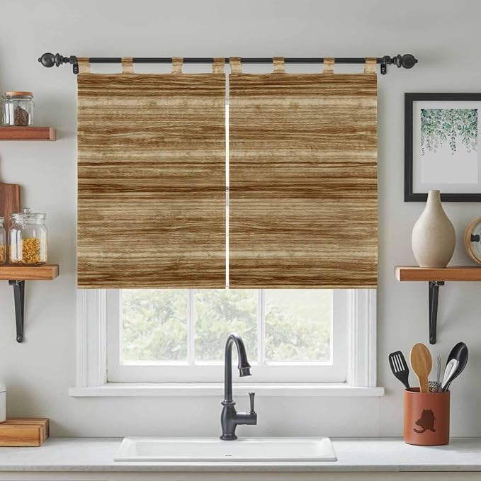 Vintage Western Kitchen Curtains 45 Inch Length, Short Cafe Window Curtains Tab - Image 3