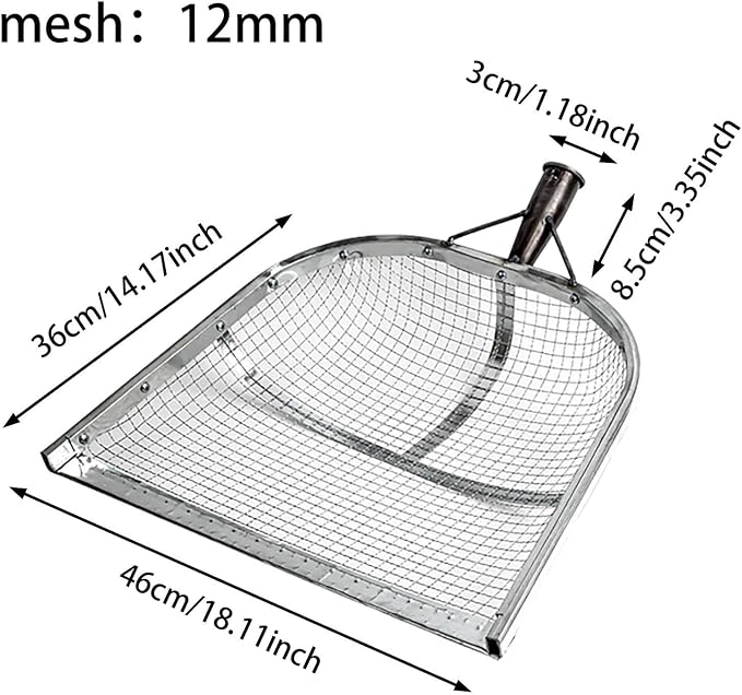Leaking Soil Shovel Filter Stainless Steel Sieve 4mm/6mm/8mm/12mm Mesh Sifting - Image 6