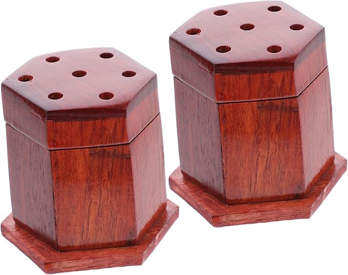 2pcs Hexagonal Wooden Incense Holder Rustic Finish Decorative Burner by COOLHIYA