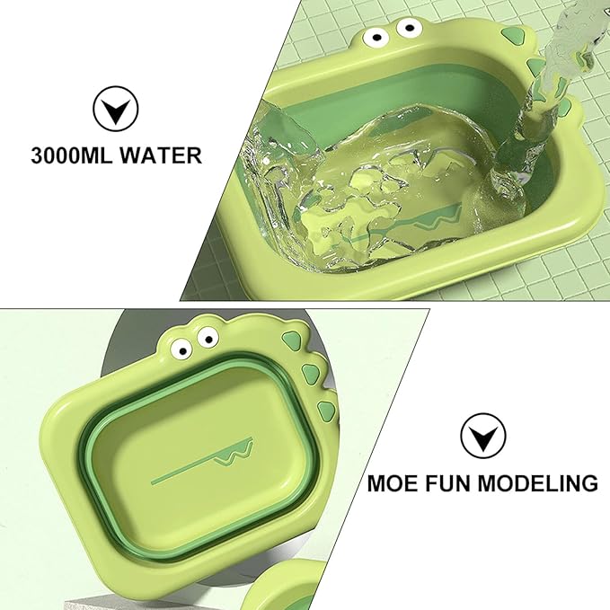 Alasum Foldable Wash Basin Thickened Washbasin for Newborns, Green Collapsible Bath Tub Suitable for Boys and Bathing
