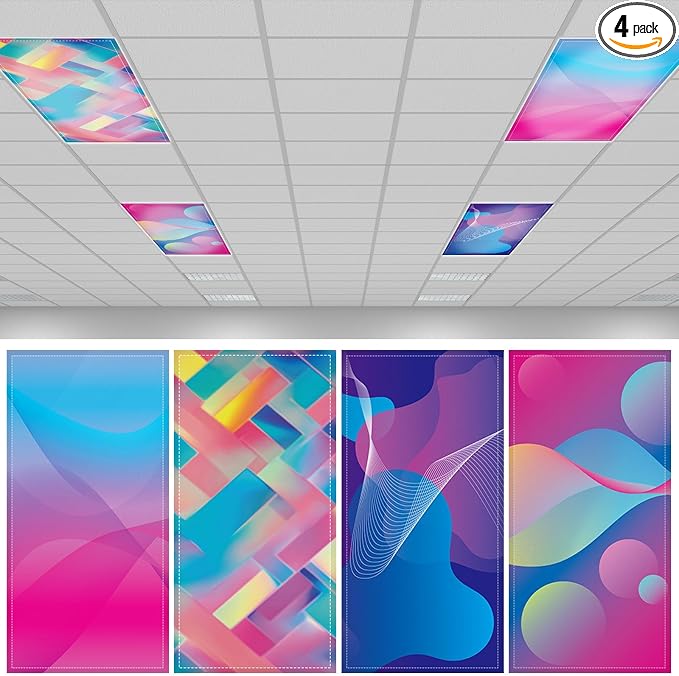 QOUBAI 4PCS Fluorescent Light Covers, 4x2 Feet Magnetic Light Cover Fluorescent by QOUBAI