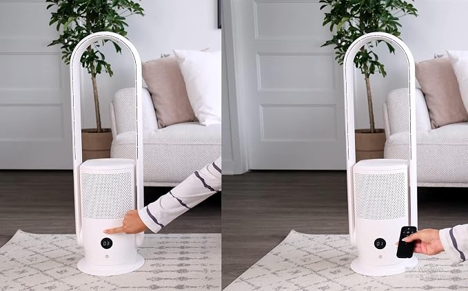 U ULTTY Bladeless Fan with Air Purifier, Quiet Tower Fan with Remote, 9 Speeds - Image 2
