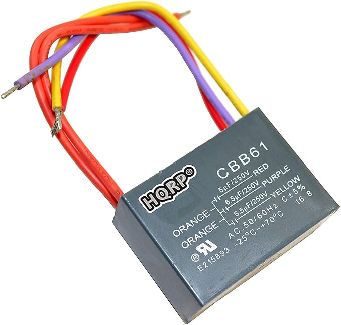 HQRP Capacitor compatible with Harbor Breeze Ceiling Fan 5uf+6.5uf+6.5uf 5-Wire by HQRP