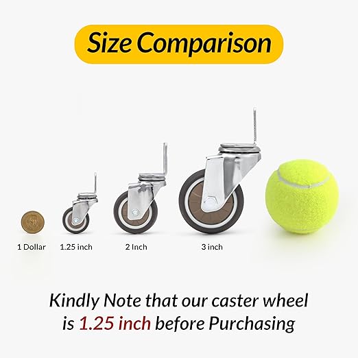 HOLKIE Side Mount Casters Wheels 1.25 Inch - Image 3