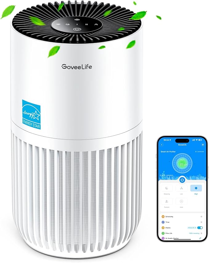 GoveeLife Mini Air Purifier for Bedroom, Smart Filter Air Purifier by GoveeLife