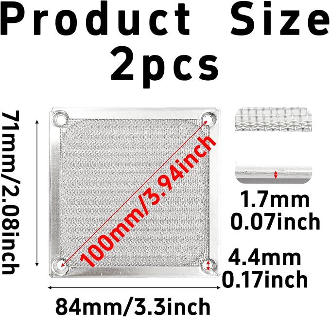 pson 2Pcs 80mm Computer Fan Dust Filter Grill - Image 2