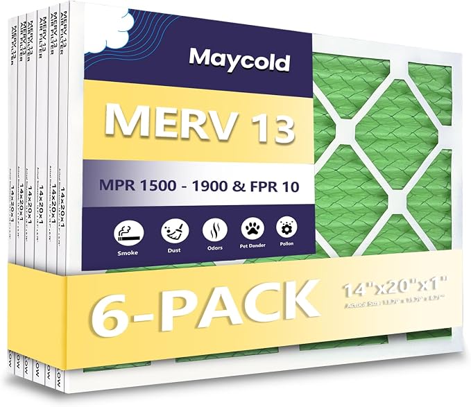 Maycold 14x20x1 MERV 13 Furnace Air Filter, High-Performance HVAC AC Filters by Maycold