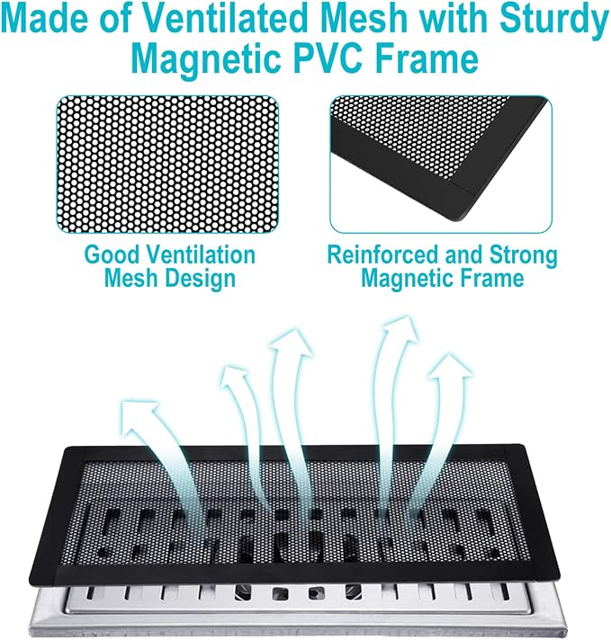 Magnetic Floor Register Vent Covers, 4 x 12 Inch Air Vent Filter Mesh, Sticky - Image 3