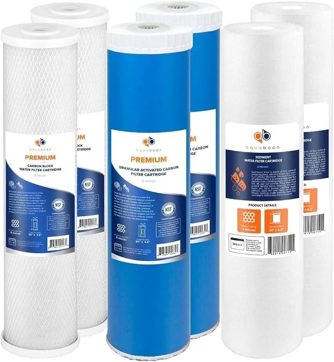 Aquaboon 5 Micron 20 x 4.5 Whole House Water Filter Replacement Cartridge Set: by Aquaboon