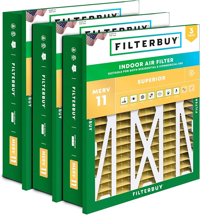 Filterbuy 20x25x5 Air Filter MERV 11 Superior Pet & Allergy Defense, by Filterbuy