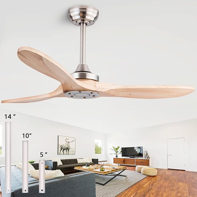 QUTWOB 42" Wood Ceiling Fan No Lights by QUTWOB