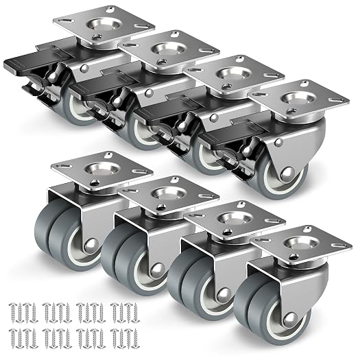 2 inch Swivel Caster Wheels Set of 8 Heavy Duty Casters by HOLKIEUSA