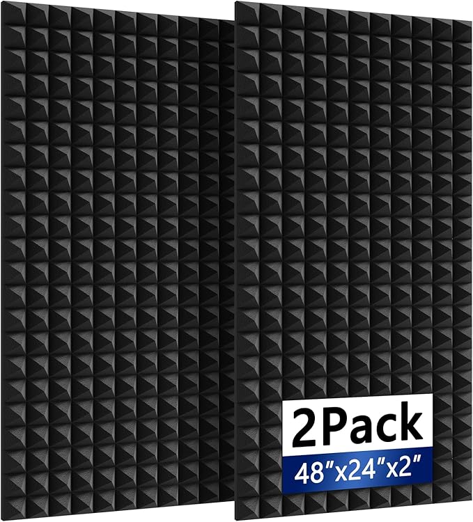 2Pack Sound Proof Foam Panels |48"×24"×2" Quick-Recovery Soundproof Wall Panels by GeynnpleSoundproofBoards