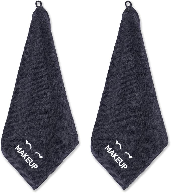 White Classic Bleach Safe Black Makeup Washcloths for Face Cleansing, 6 Pack - Super Soft Luxury Cotton Black Makeup Towels, Highly Absorbent and Quick Dry, All Makeup Remover Cloth | 13 x 13