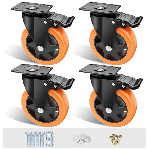 5" Swivel Plate Casters, 1400Lbs Capacity by ASHGOOB